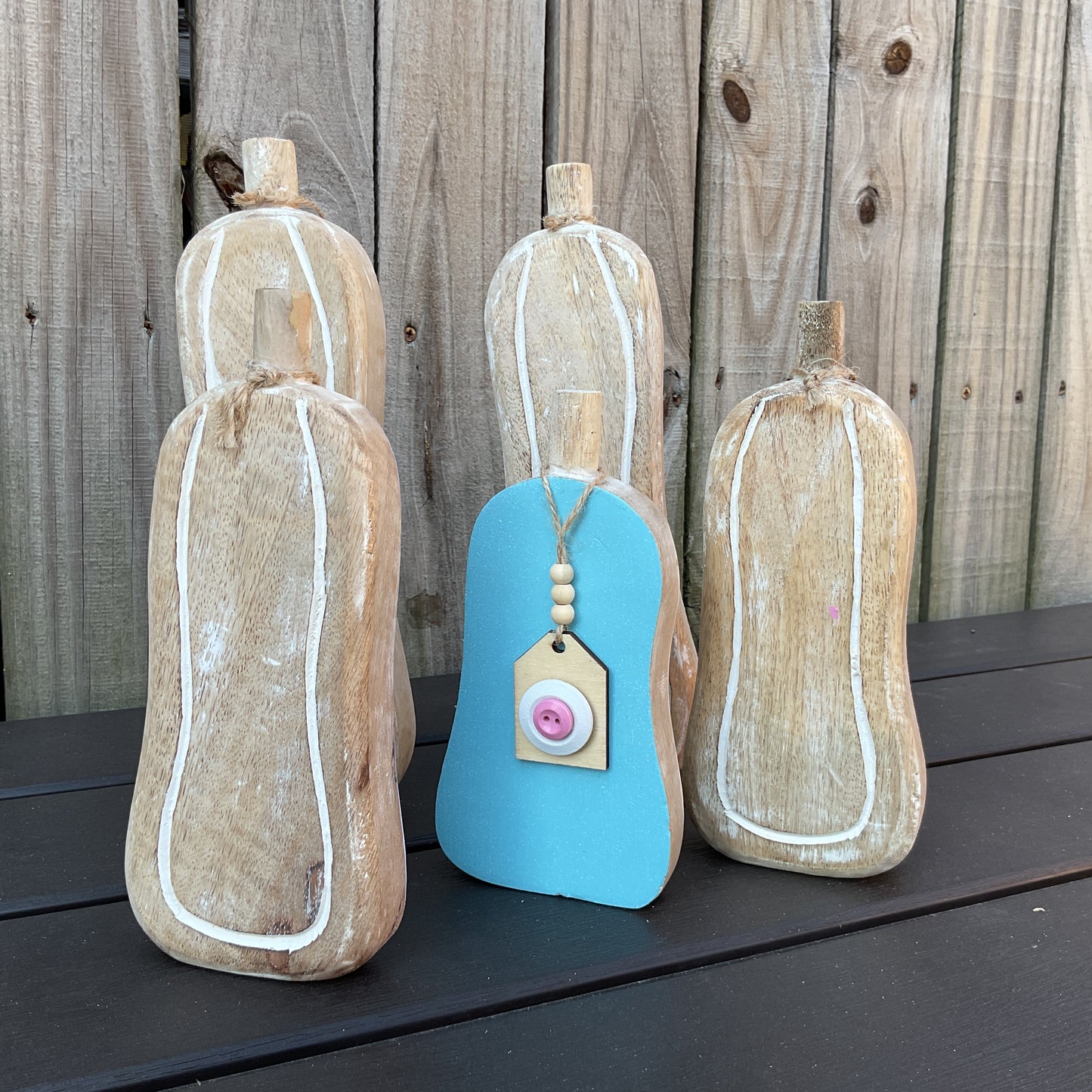 AGD Halloween Decor - Glam Pastel Skinny Chunky Wood Pumpkin Sitters 5pc Set