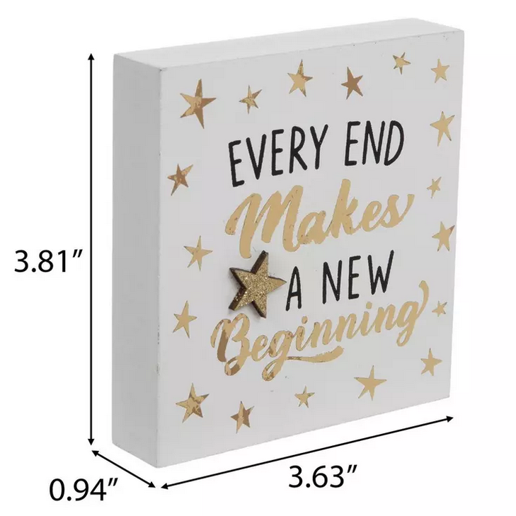 HL New Year's Eve Decor - New Beginning Top Hat Clock Wood Sitters 3pc