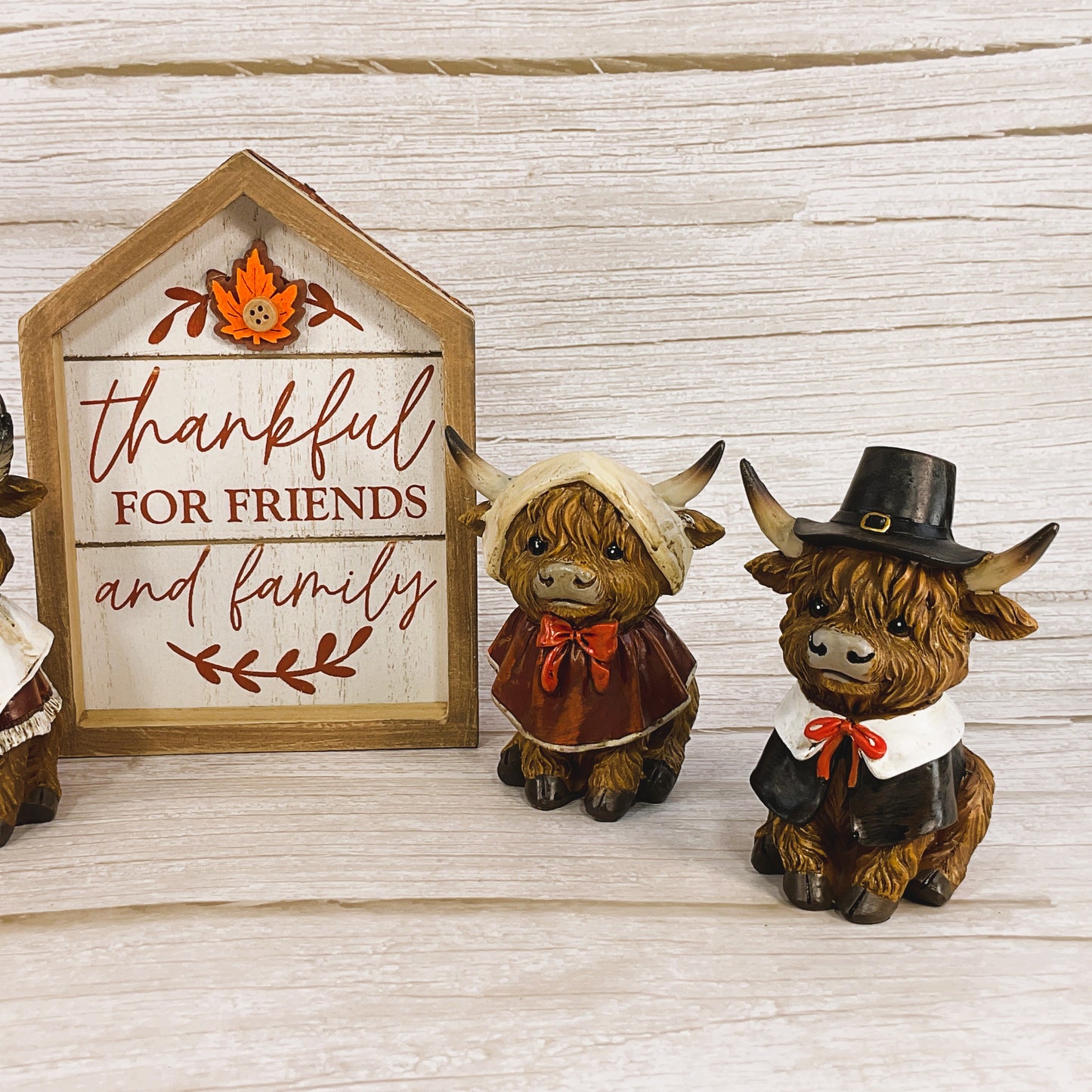 AGSD Fall Decor - Thanksgiving Pilgrim Native Indians Highland Cows 10pc Set