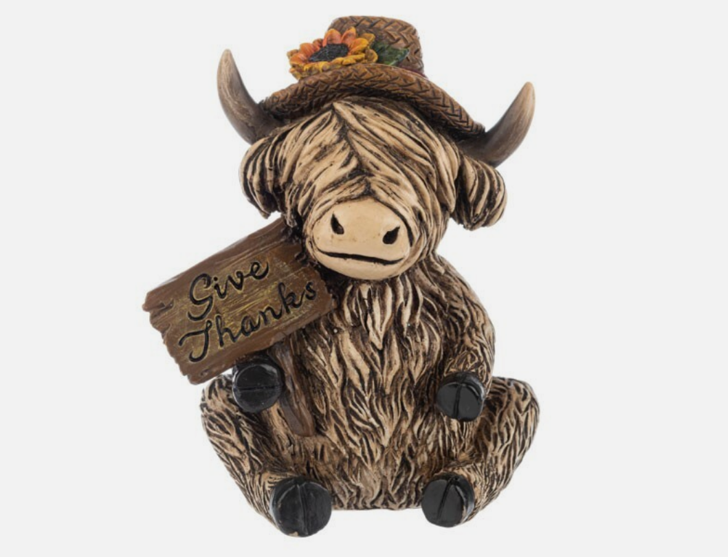 YI Fall Decor - Harvest Highland Cows Resin Tabletop Figurines 3pc