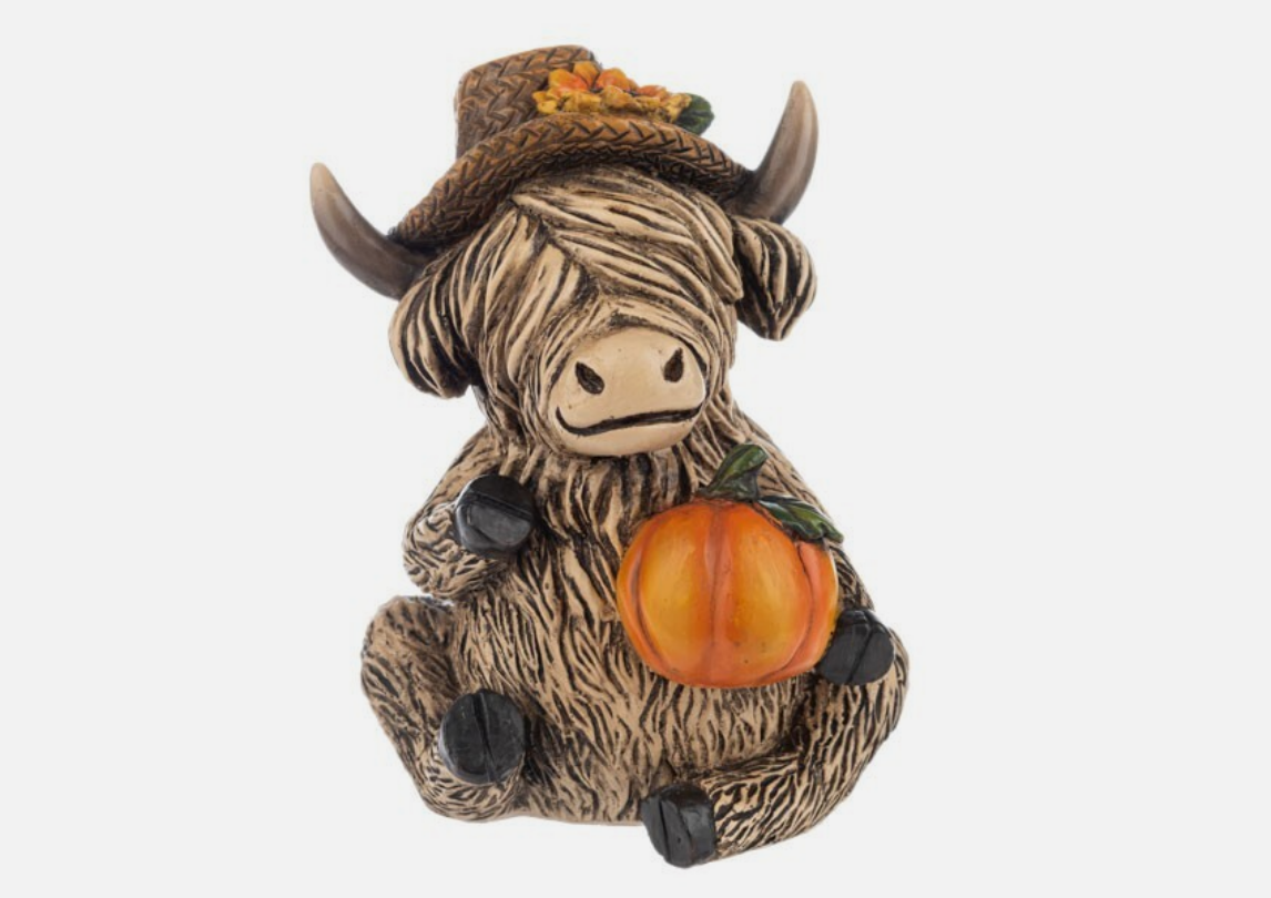 YI Fall Decor - Harvest Highland Cows Resin Tabletop Figurines 3pc