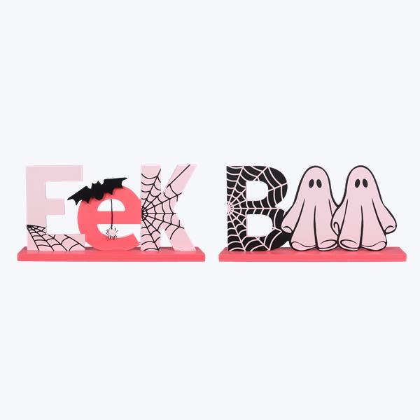 Youngs Halloween Decor - Glam Pink Boo Eek Signs 2pc Set