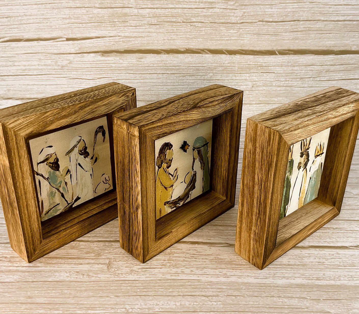 AGSD Christmas Decor - Mini Farmhouse Neutral Nativity Scene Signs 3pc