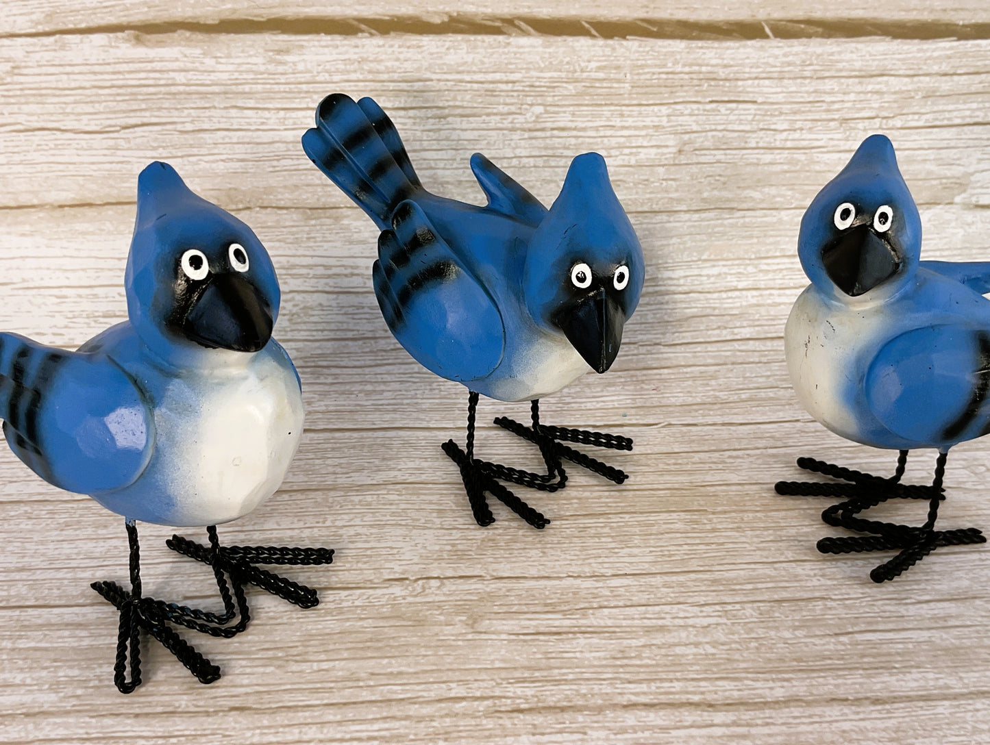 HL Home Decor - Resin Blue Spring Garden Crows Figurines 3pc Set