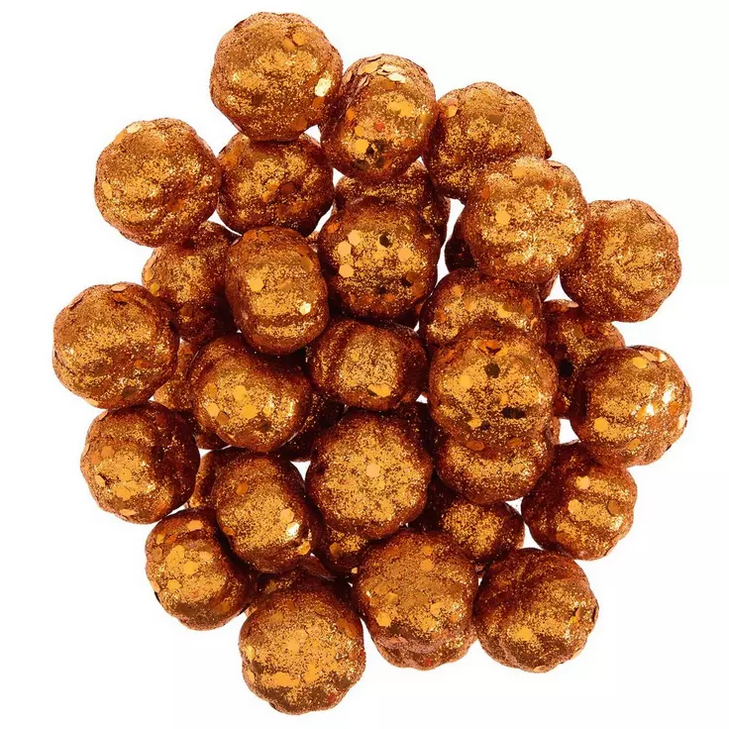 HL Fall Craft Supply Decor - Orange Glitter Pumpkins 1pk (40pc)