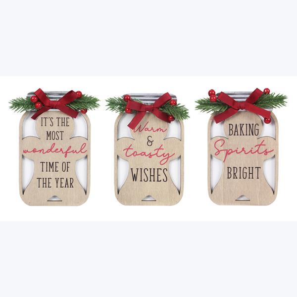 YI Christmas Decor - Wood Gingerbread Mason Jars 3pc Set