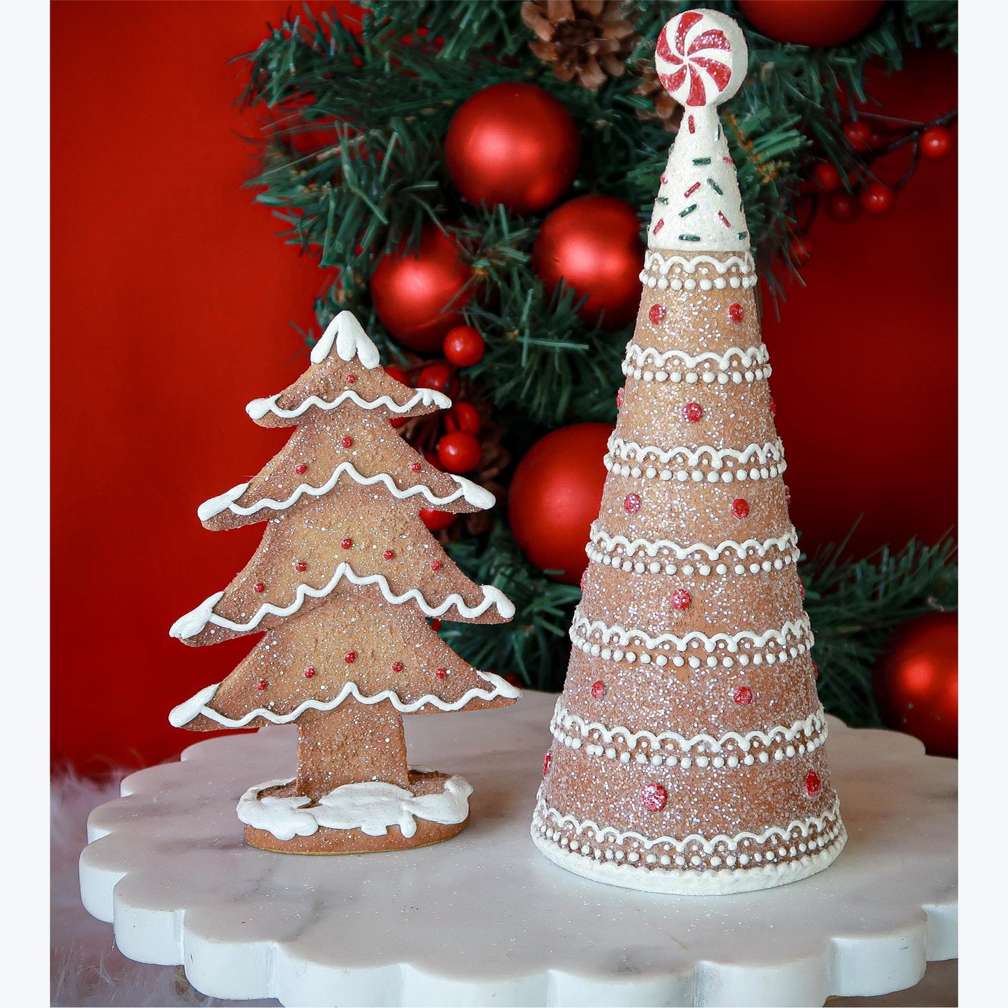 YI Christmas Decor - Small Gingerbread  Tree Figurine 4inch