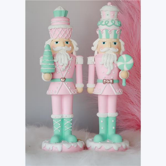 YI Christmas Decor - Gingerbread Nutcracker Resin Figurines 2pc Set #95290