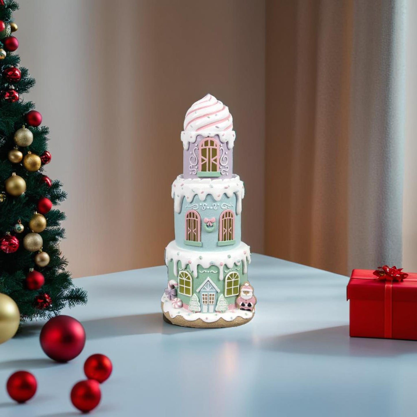 YI Christmas Decor - Pastel Cake Gingerbread Lighted House