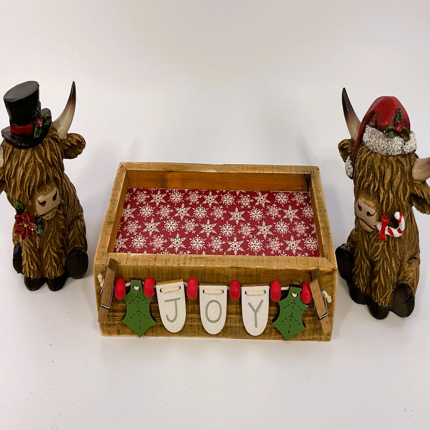 AGSD Christmas Decor - Highland Cows Resin Tabletop Figurines 3pc