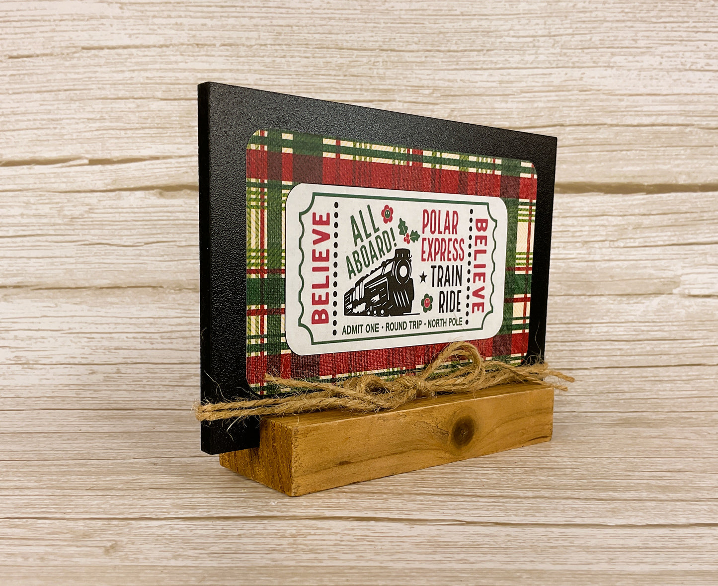 AGD Christmas Decor - Believe Santa Polar Express Train Ticket Sign