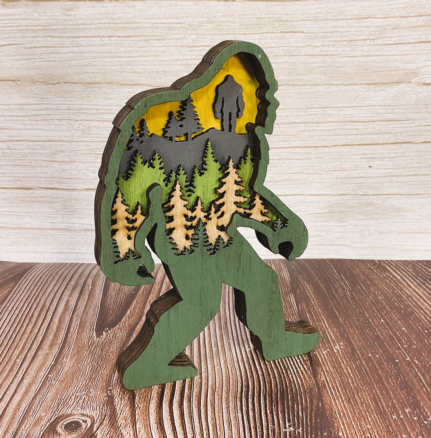 AGSD Home Decor - Bigfoot & Trees Shadow Box Sign | Layered Wood Handcrafted