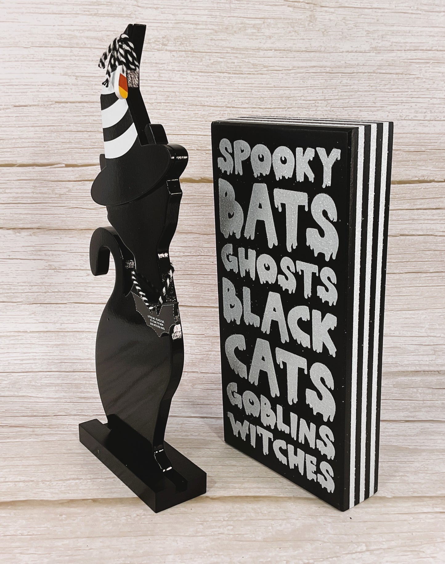 Adams CP Decor Halloween - Black Cat Witch Hat Subway Sign Bundle 2pc