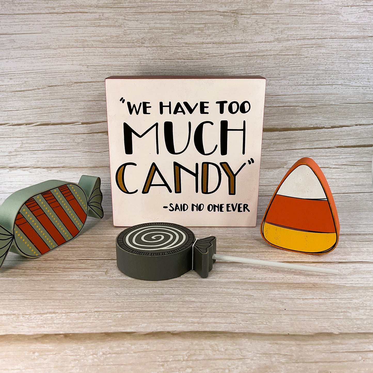 Adams Decor Halloween -  Candy Corn Wood Sitters & Stand Bundle Set