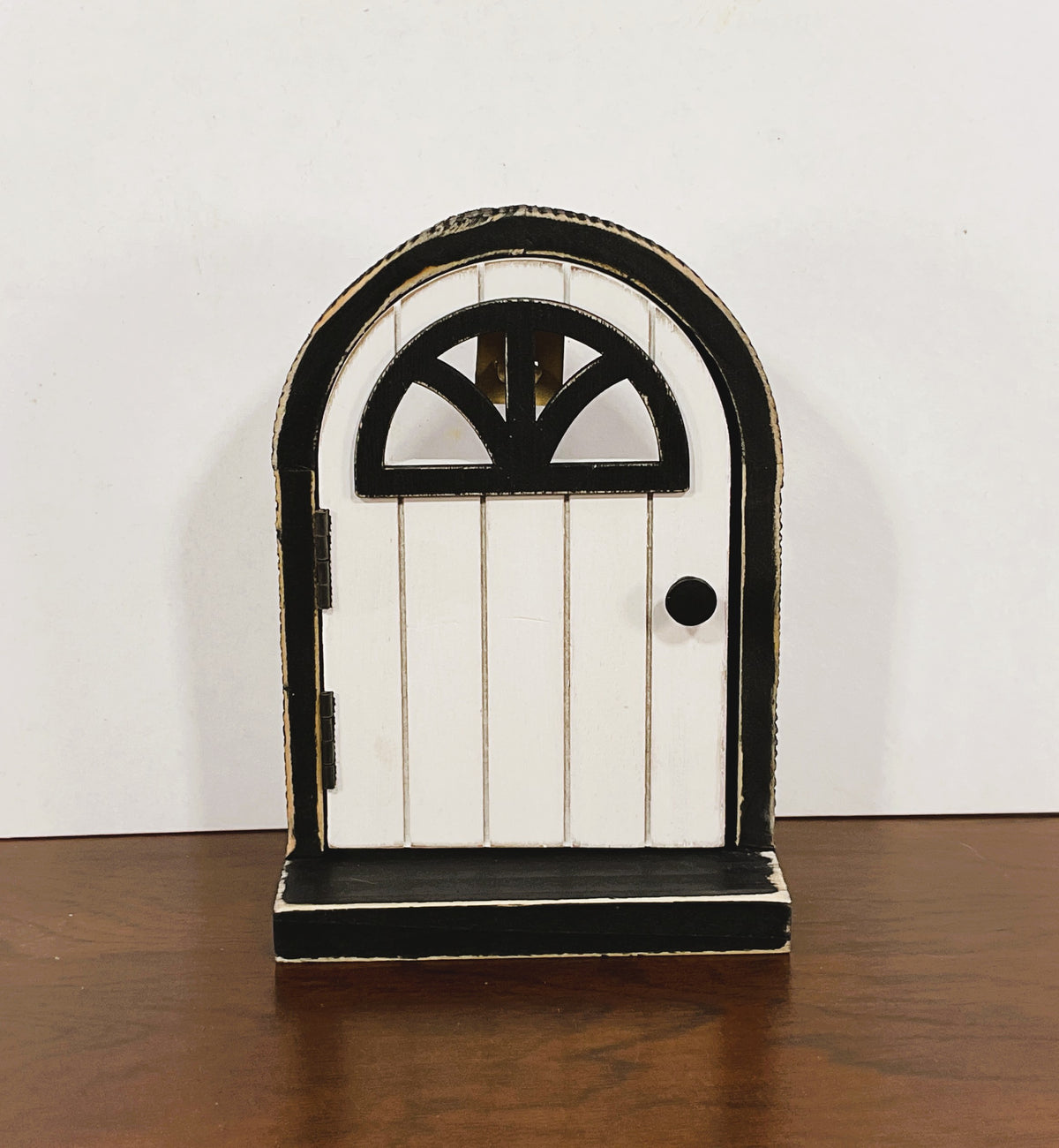 Adams & Co. Home Decor - Chunky Wood Black White Fairy Door Sitter