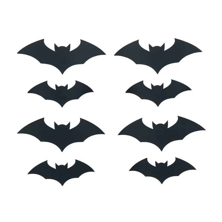 Adams Halloween Decor - Black Paper Bats 7 and 9-inch 15pc Set