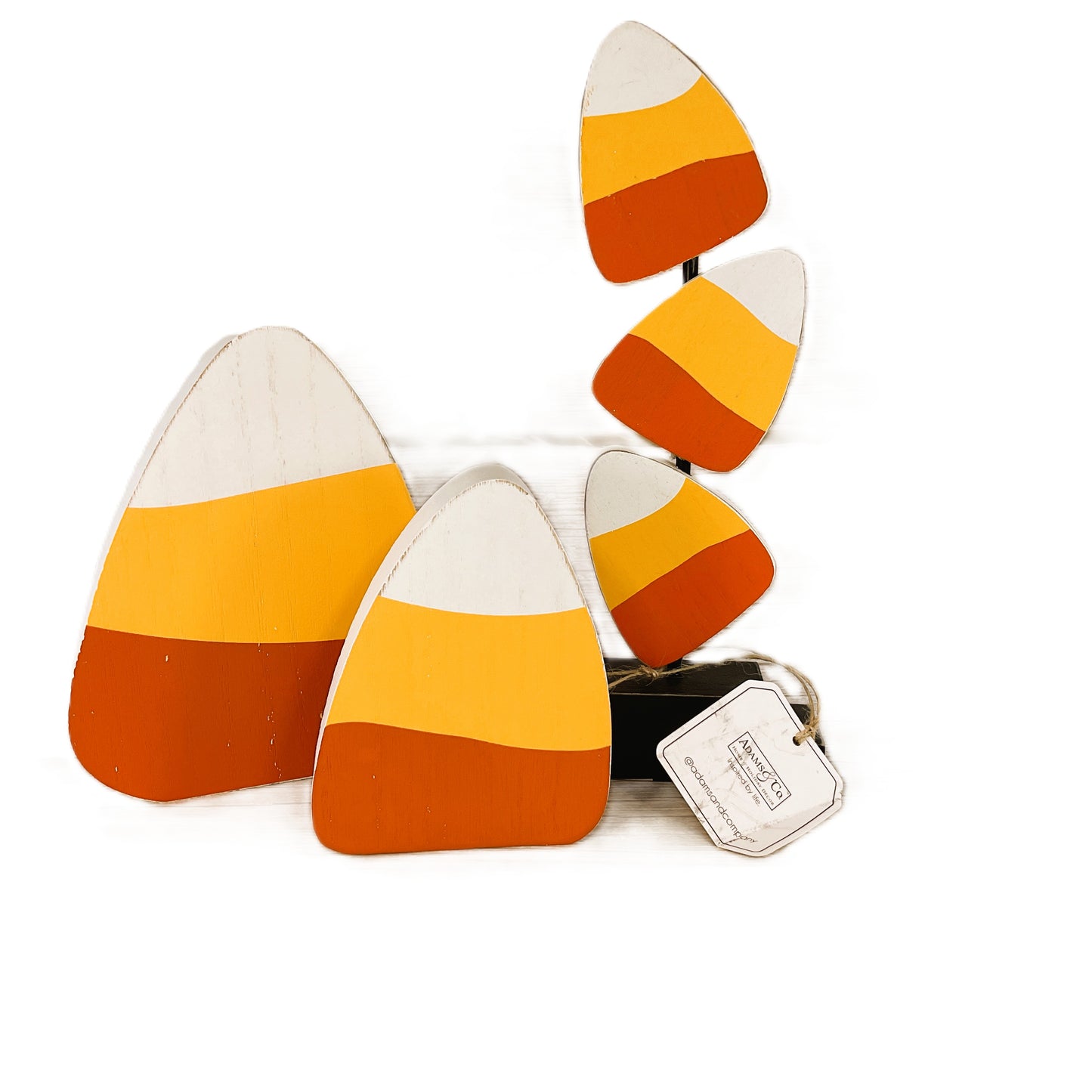 Decor Halloween - Chunky Candy Corn Wood Sitters & Sign 4pc Bundle