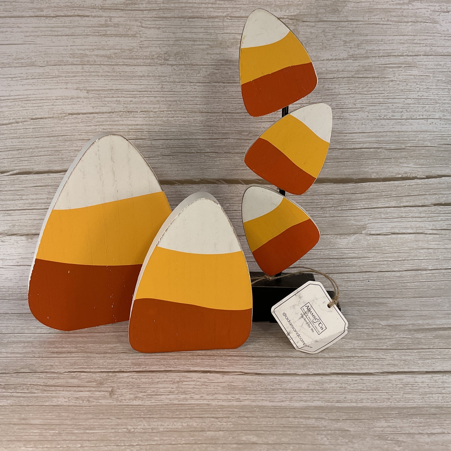 Decor Halloween - Chunky Candy Corn Wood Sitters & Sign 4pc Bundle