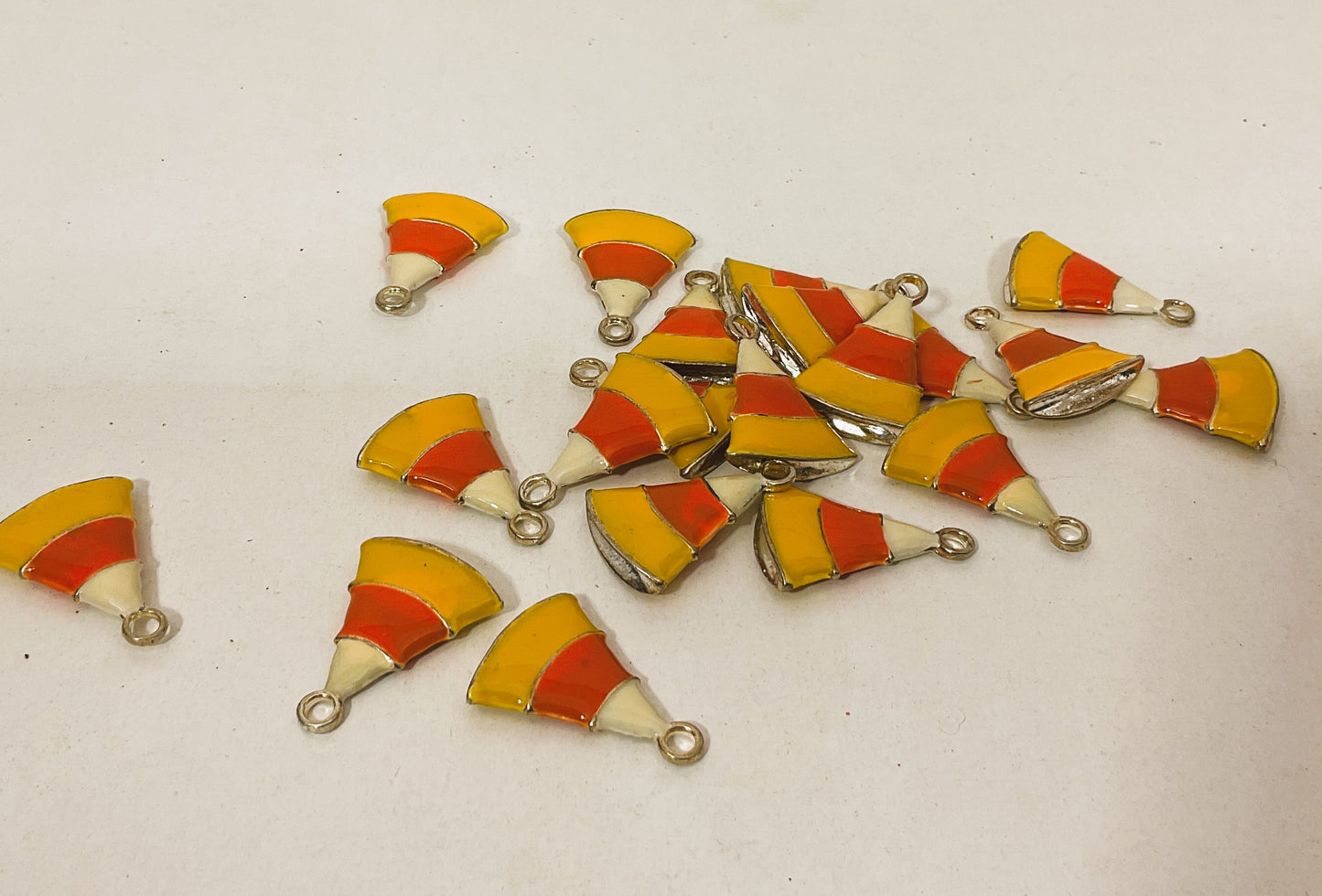 FE-OTC Halloween Craft Supply - Enamel Candy Corn Charms 20pc