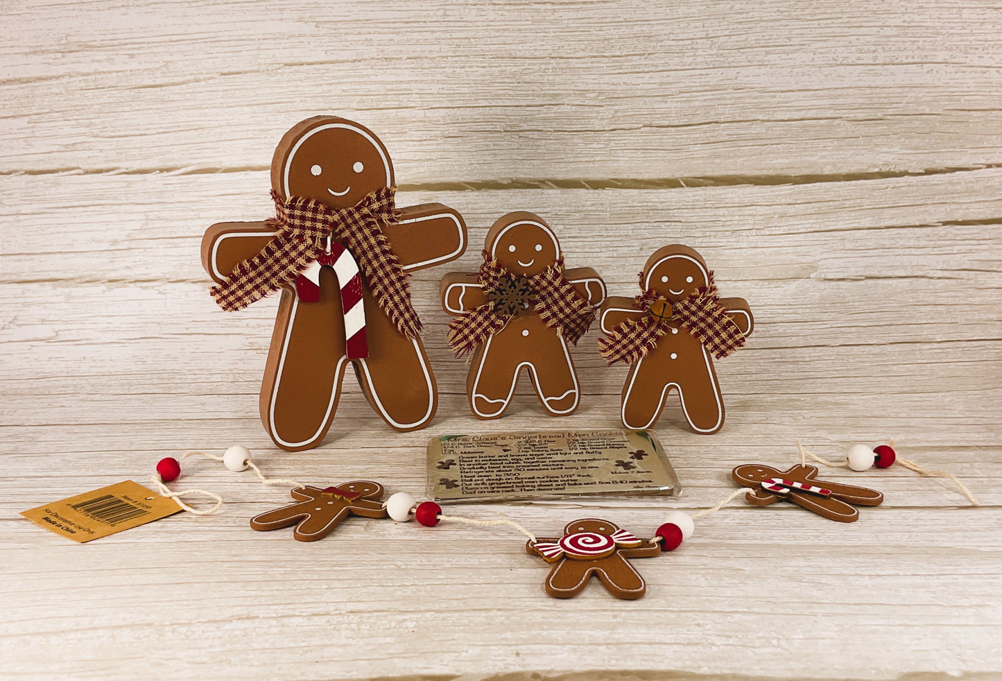 CWI Christmas Decor - Wood Gingerbread Family Bundle 5pc Set