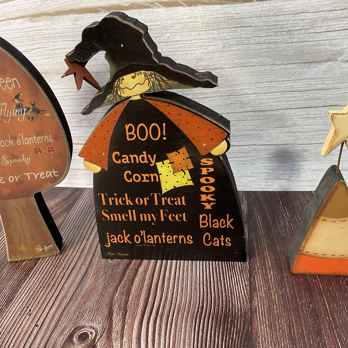 CWI Halloween Decor - Prim Witch Candy Corn by Pat Issac 3pc Set