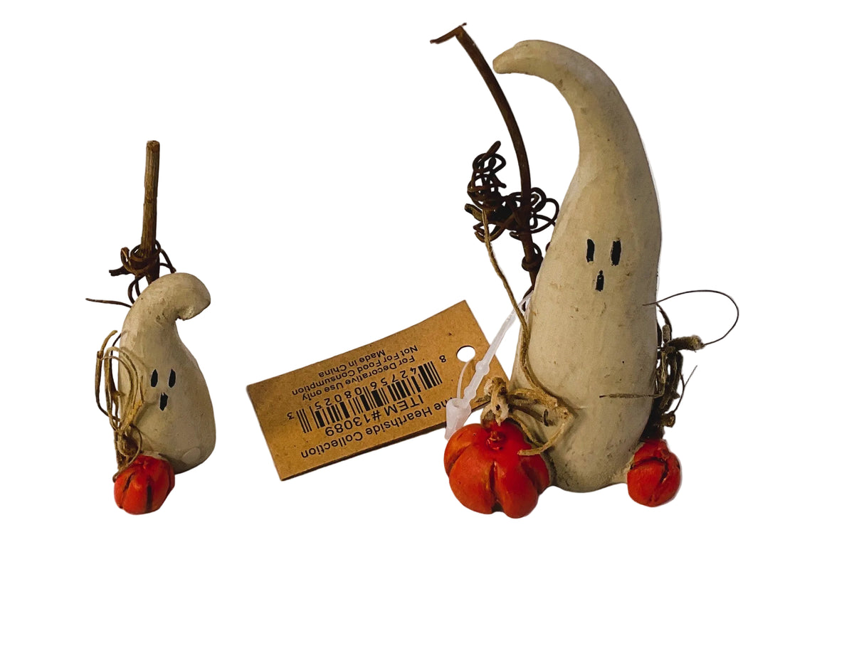 CWI Halloween Decor - Prim Resin Miniature Ghost 2pc Set