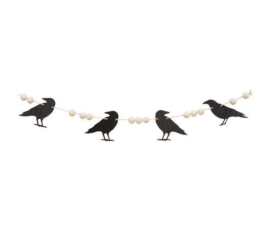 CWI Halloween Decor - Black Crow Tray Mini Small Banner Garland Clip