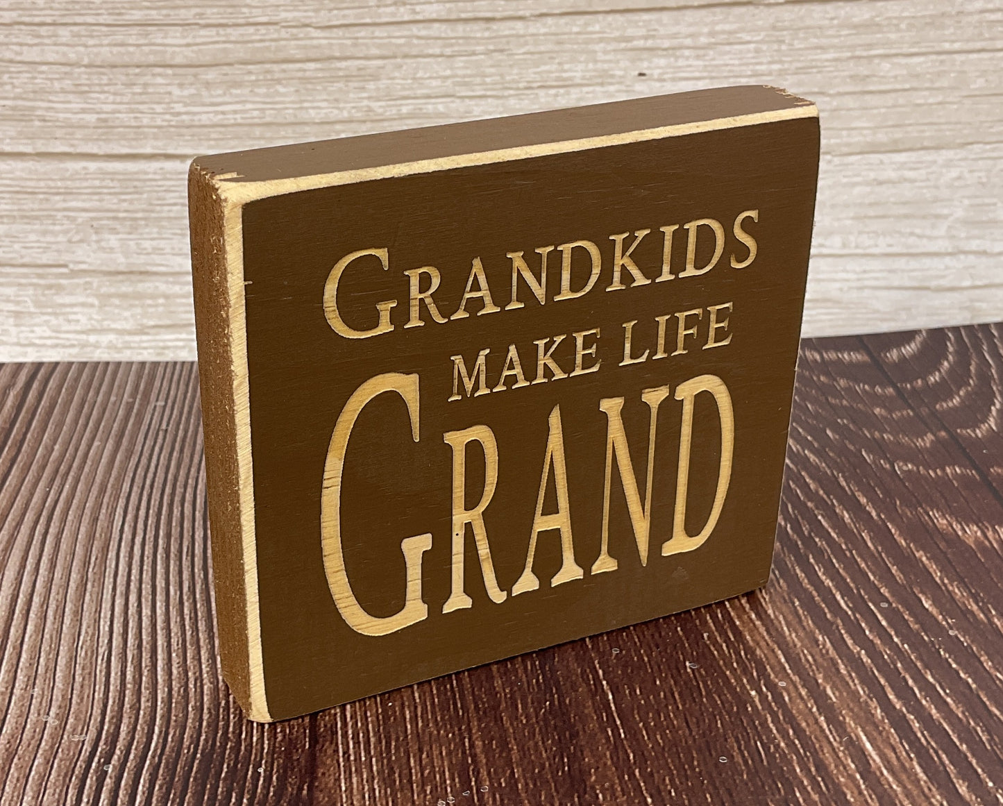 CWI Home Decor - SM Grandkids Make Life Grand Engraved Block Sign