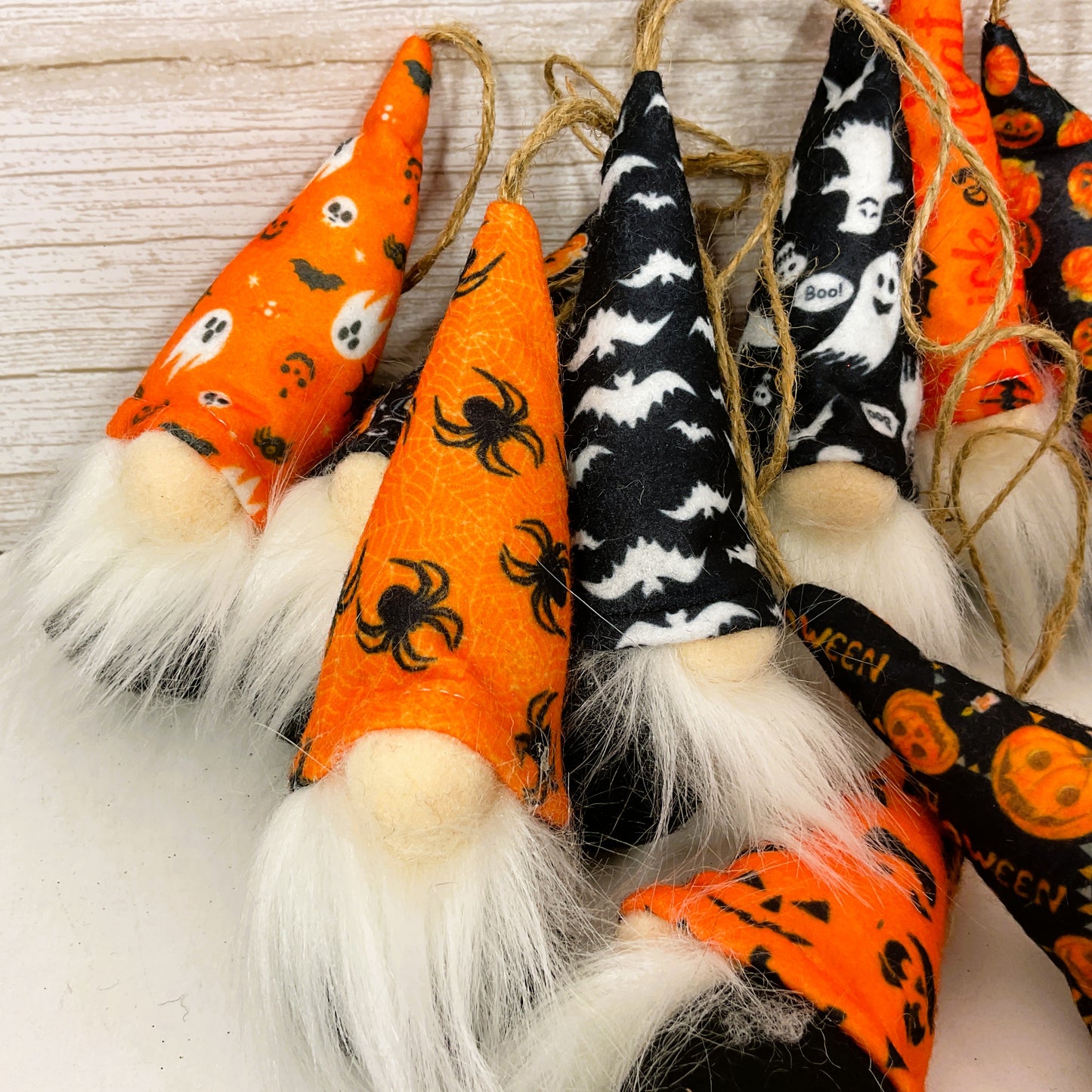 Clearance Halloween Decor - Stuffed Fabric Gnomes Ornaments 10pc Set