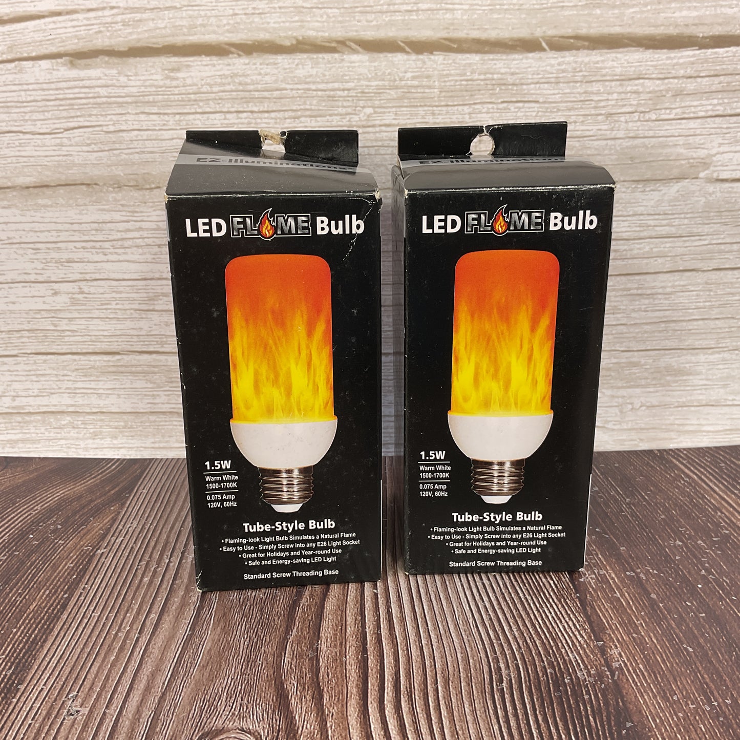 Darice LED Fire Flame Light Bulb Tube Style Bulb 2pc Set