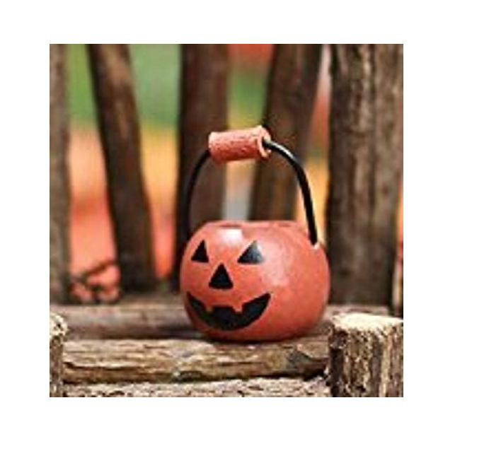 Darice Fall Decor - Doll House Miniature Jack-O-Lantern Pumpkin Bucket