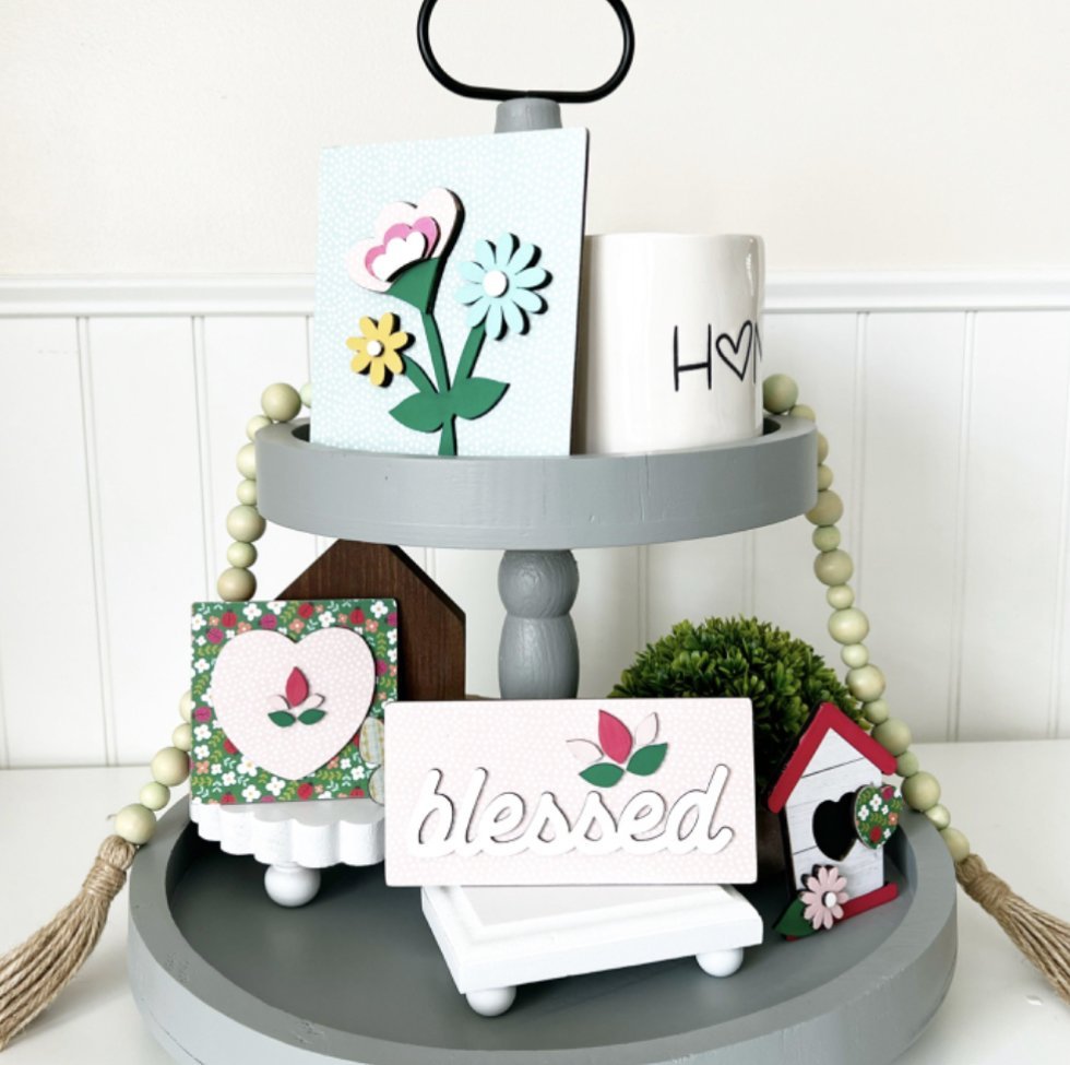 FD Spring Craft - Unfinished Flower Blessed Theme Base Kit for Tier Tray