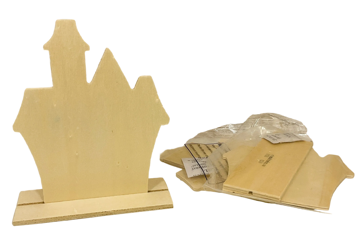 FE-OTC Halloween Craft Supply - Unfinished Wood Haunted House 3pc Set