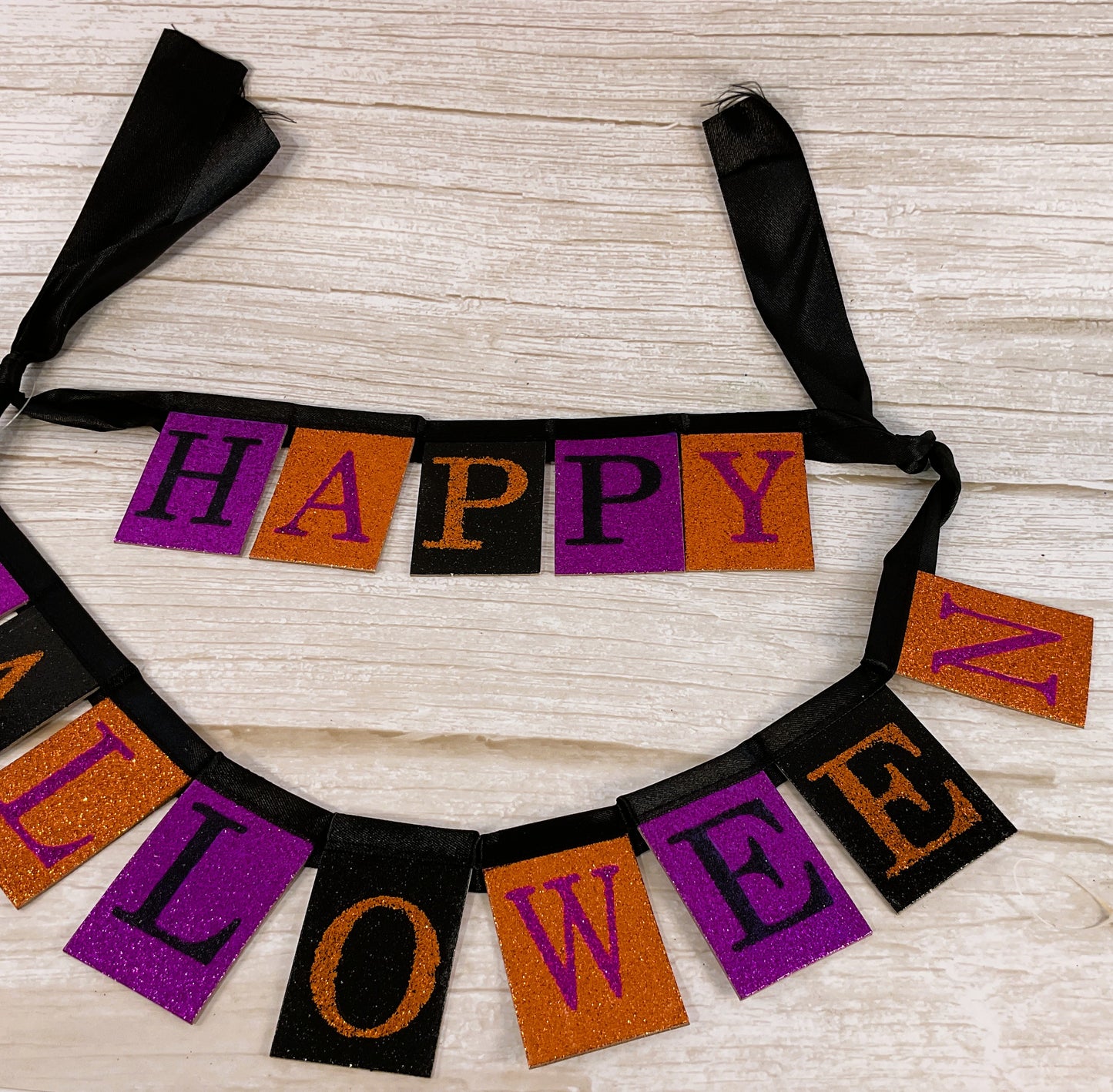 Raz Imports Halloween Decor - Small Glitter Paper Satin Ribbon Garland