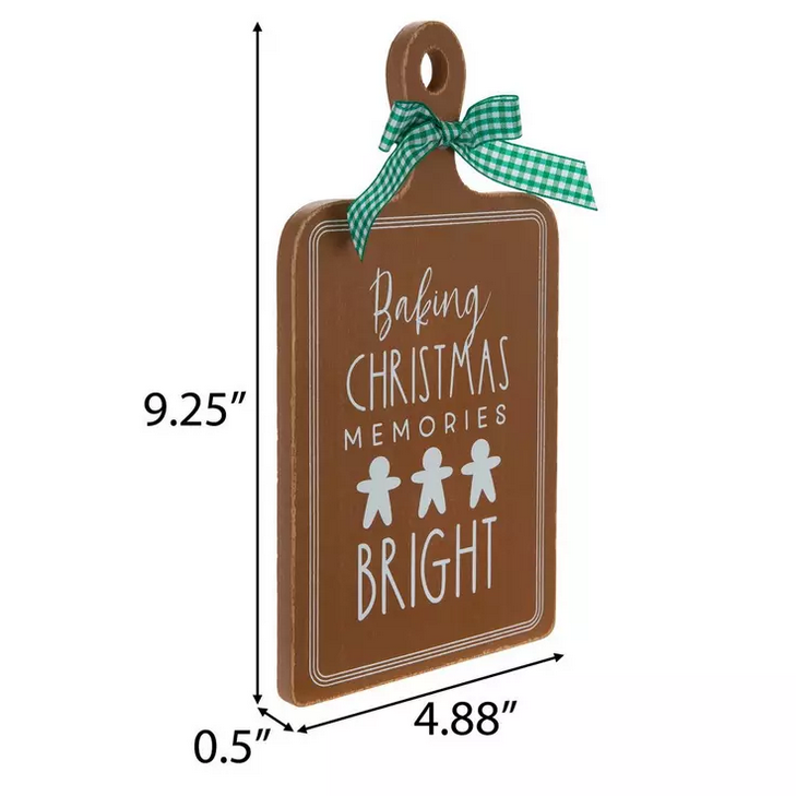 HL Christmas Decor - Wood Cutting Board Baking Bright Gingerbread Sign