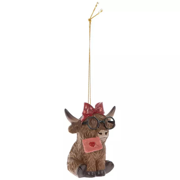 HL Valentines Decor - Highland Cow Ornaments 2pc Set