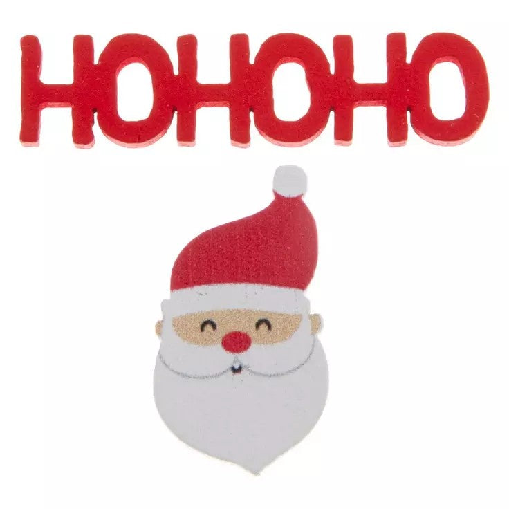 HL Christmas Craft Supply - Santa Claus & Phrases Wood Embellishments