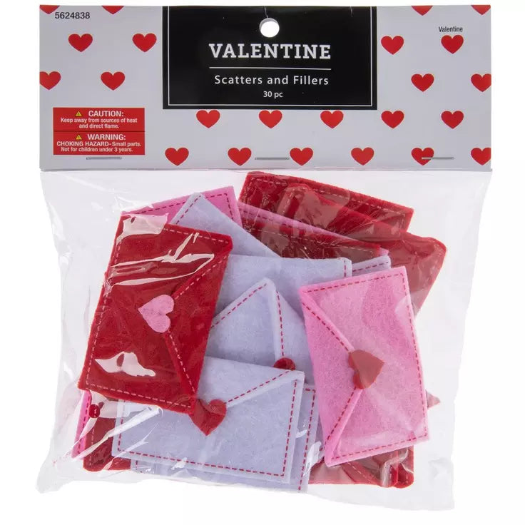 HL Valentines Craft Supply - Pink White Red Felt Love Letter 30pc