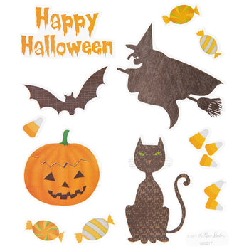 HL Halloween Craft Supply - Cats Pumpkins Witch Icons Stickers 25pc