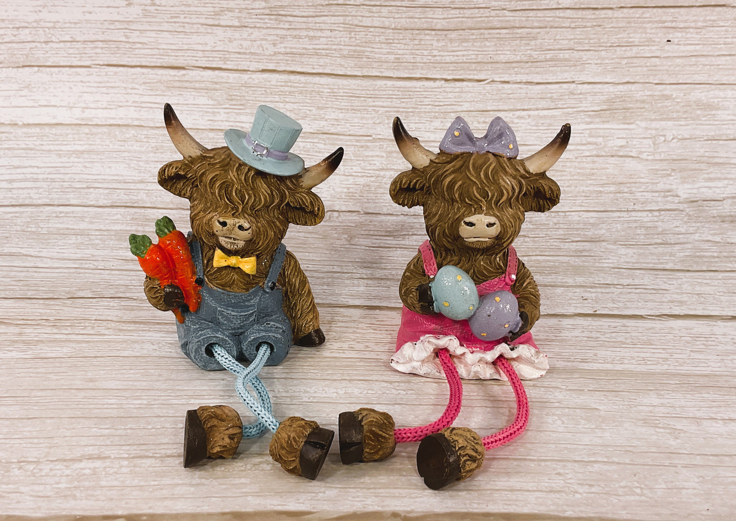 HL Easter Decor - Highland Cow Dangle Legs 2pc Set