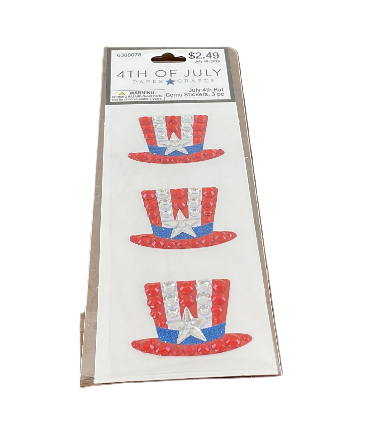 HL Patriotic Craft Supplies - Rhinestone Uncle Sam Top-hat Stickers 2 sets
