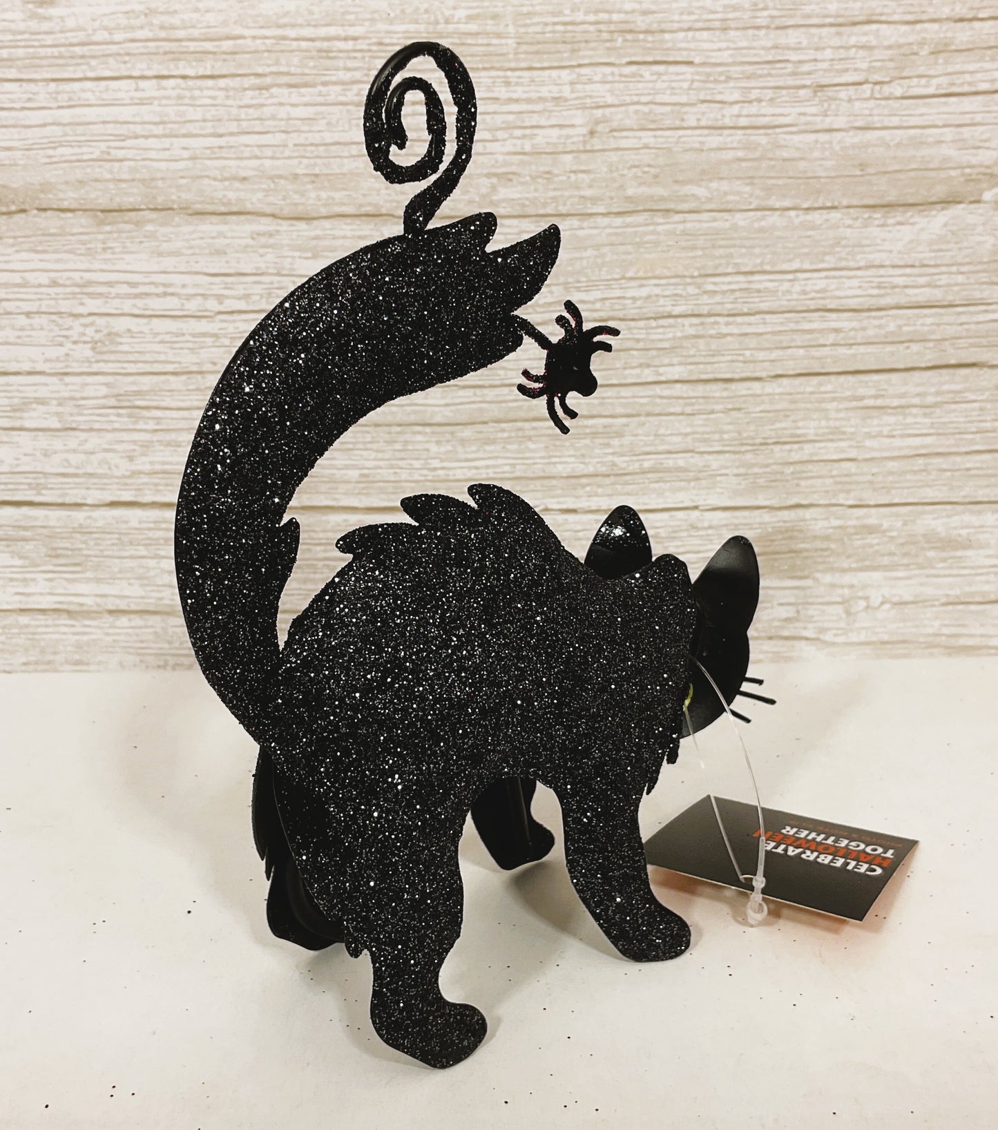 Halloween Decor - Black Glitter Cat Sitter Ornament