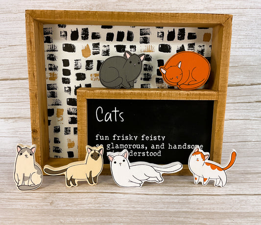Home Pet Decor - Chunky Cat Diorama Box Sign 7pc Set