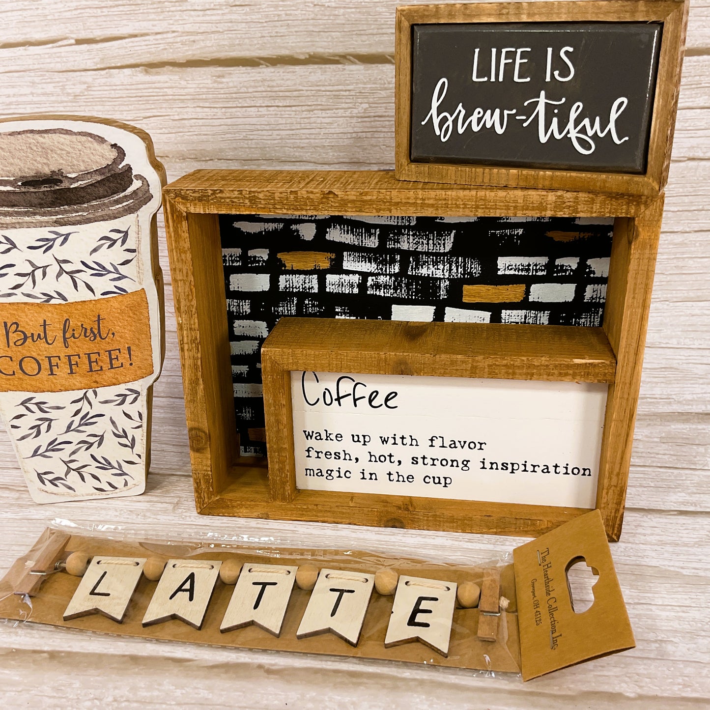 Home Decor - Coffee Bar Diorama Box Sign 4pc Bundle Set