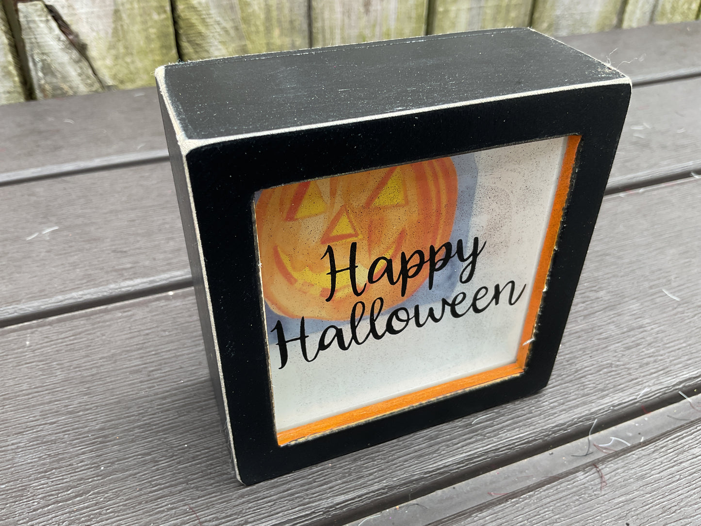 PBK Halloween Decor - Happy Pumpkin Glass Shadow Box
