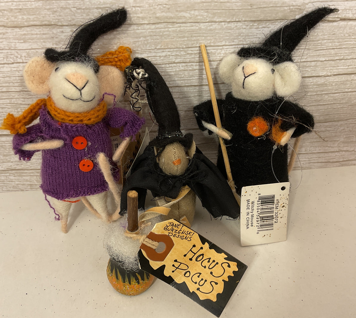 PBK Halloween Decor - Felt Mouse Critters 3pc Set