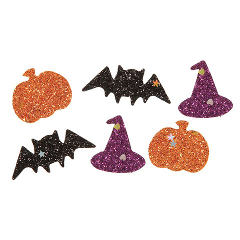 Darcie Halloween Craft Supply - Small Glitter Icon Confetti Stickers 90pc