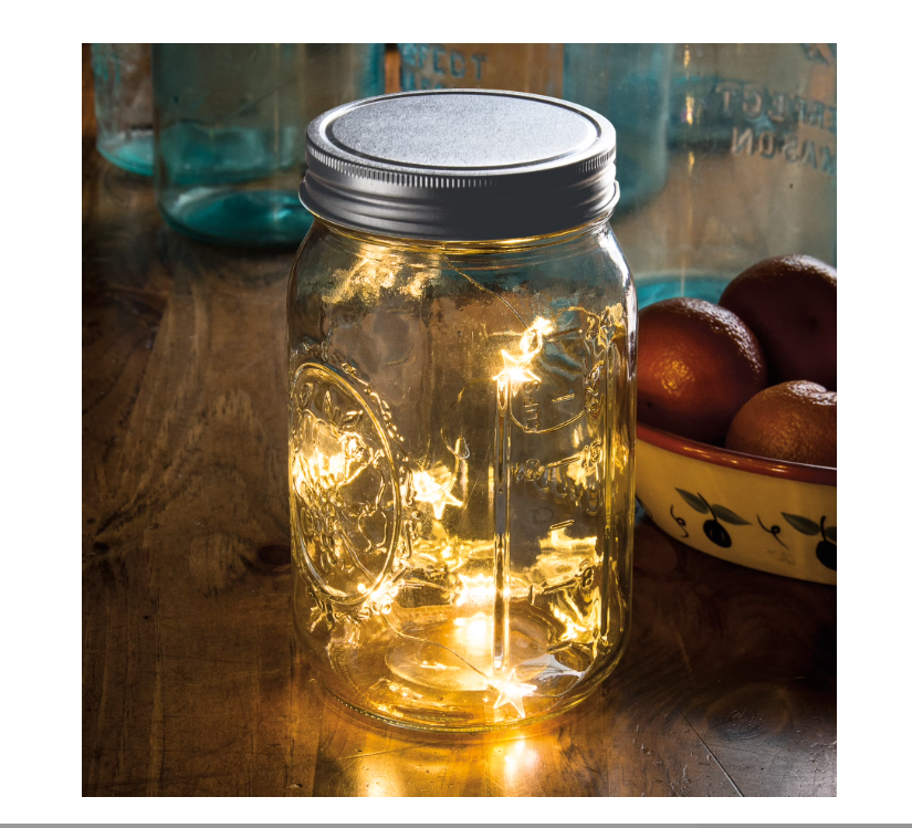 PBK Home Decor - Mason Jar Lid with Star String Lights - Battery Operated
