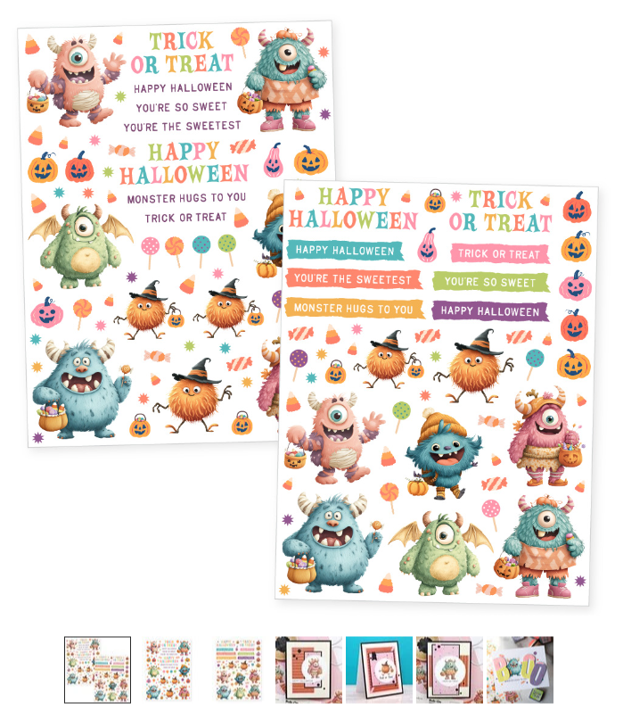 Craft Halloween Supply - Bright Colors Cute Monster Transfers