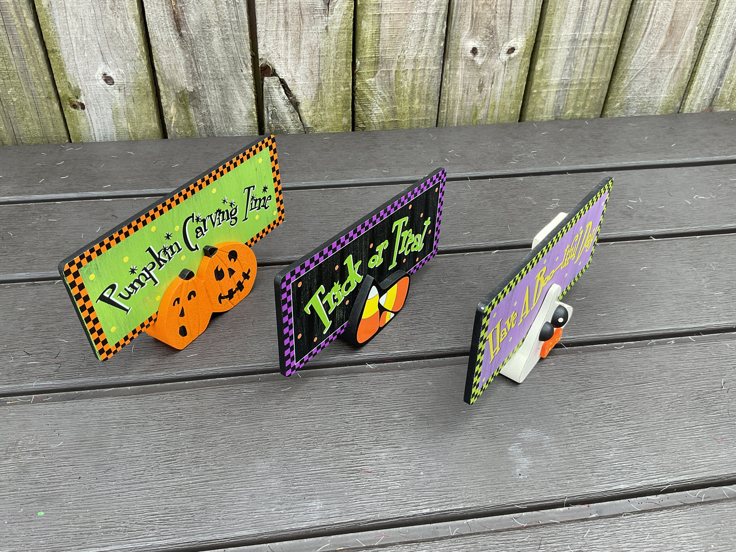 Young's Halloween Decor -Whimsy 3-D Tier Tray Chunky Wood Sitters 3pc